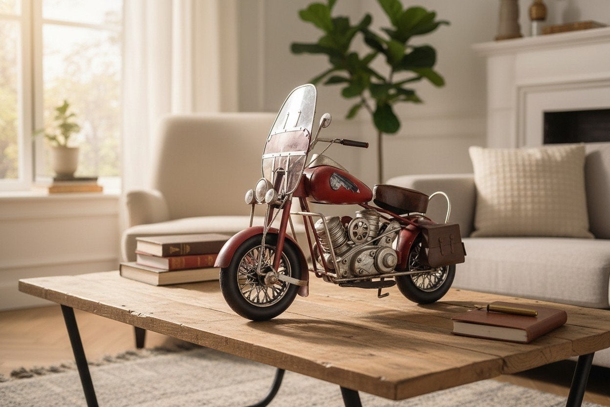 Moto décorative en métal - style vintage (31 cm)

merveilleu, Enlèvement ou Envoi, Moteur