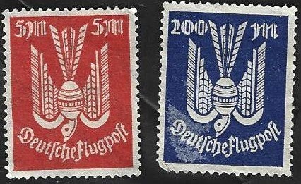 2 Postzegels Duitse Rijk 1923 Houten duif (DR 42), Postzegels en Munten, Ophalen of Verzenden, Overige periodes, Postfris
