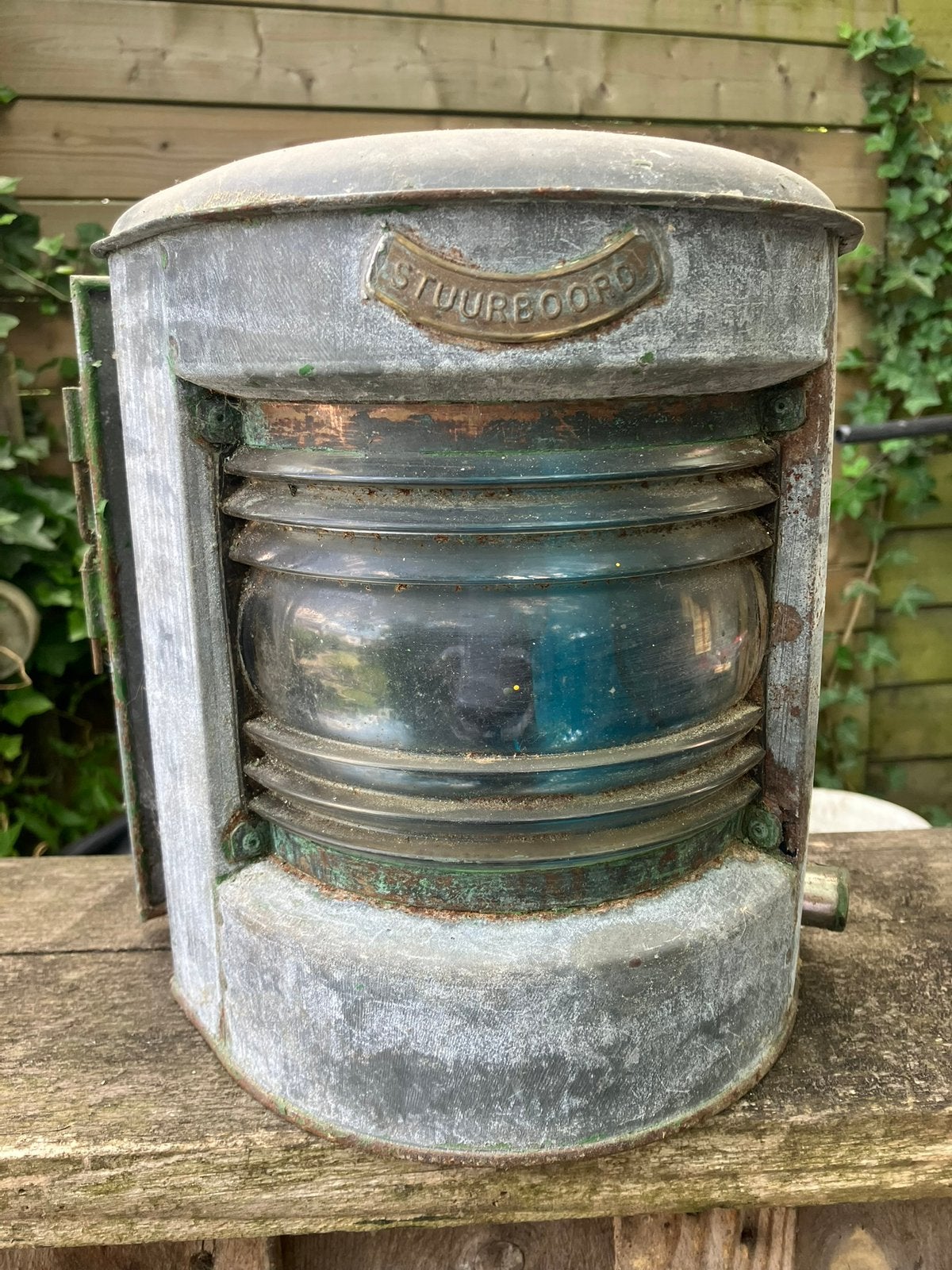 Antieke scheepslamp stuurboord, Collections, Marine, Enlèvement, Utilisé