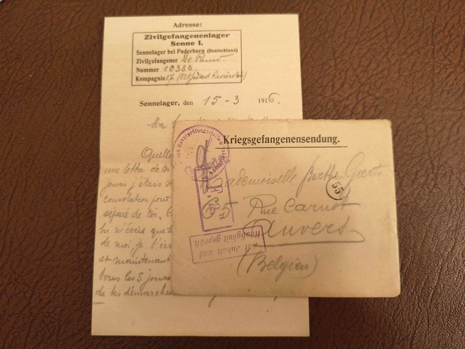Post krijgsgevangene 1916, Postzegels en Munten, Bankbiljetten | Europa | Eurobiljetten, Verzenden