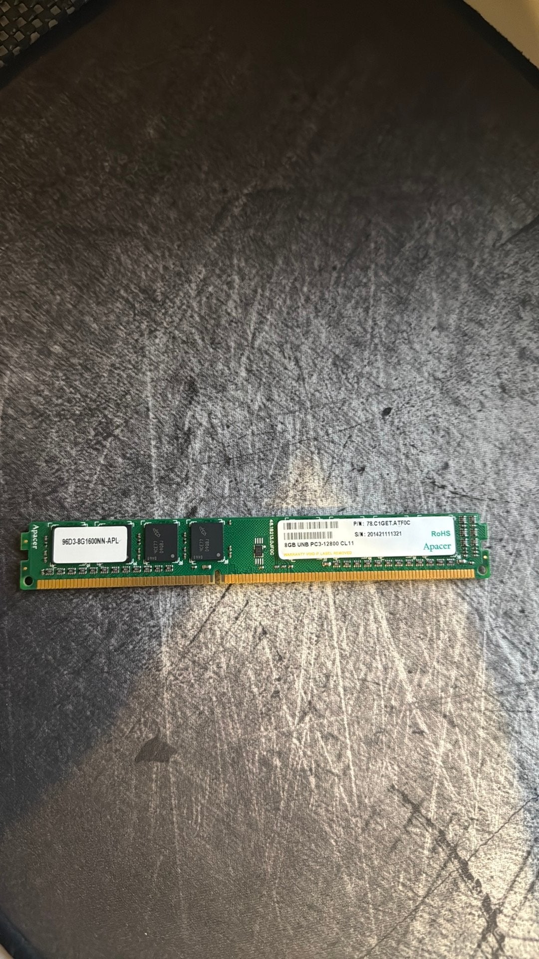 Apacer 8GB DDR3 RAM – 1600MHz – PC3-12800, Ophalen of Verzenden, Zo goed als nieuw, DDR2, Desktop