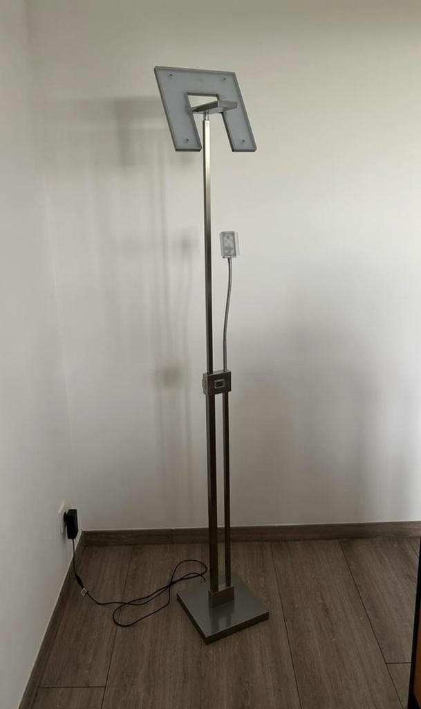Zilverkleurige dimbare Schemerlamp met Leeslampje, Ophalen, Zo goed als nieuw, Metaal, Modern