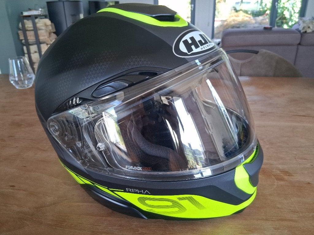 Casque HJC RPHA-91 Taille M Rafino Mat Noir - Jaune fluo, Seconde main, HJC, Enlèvement, Casque système
