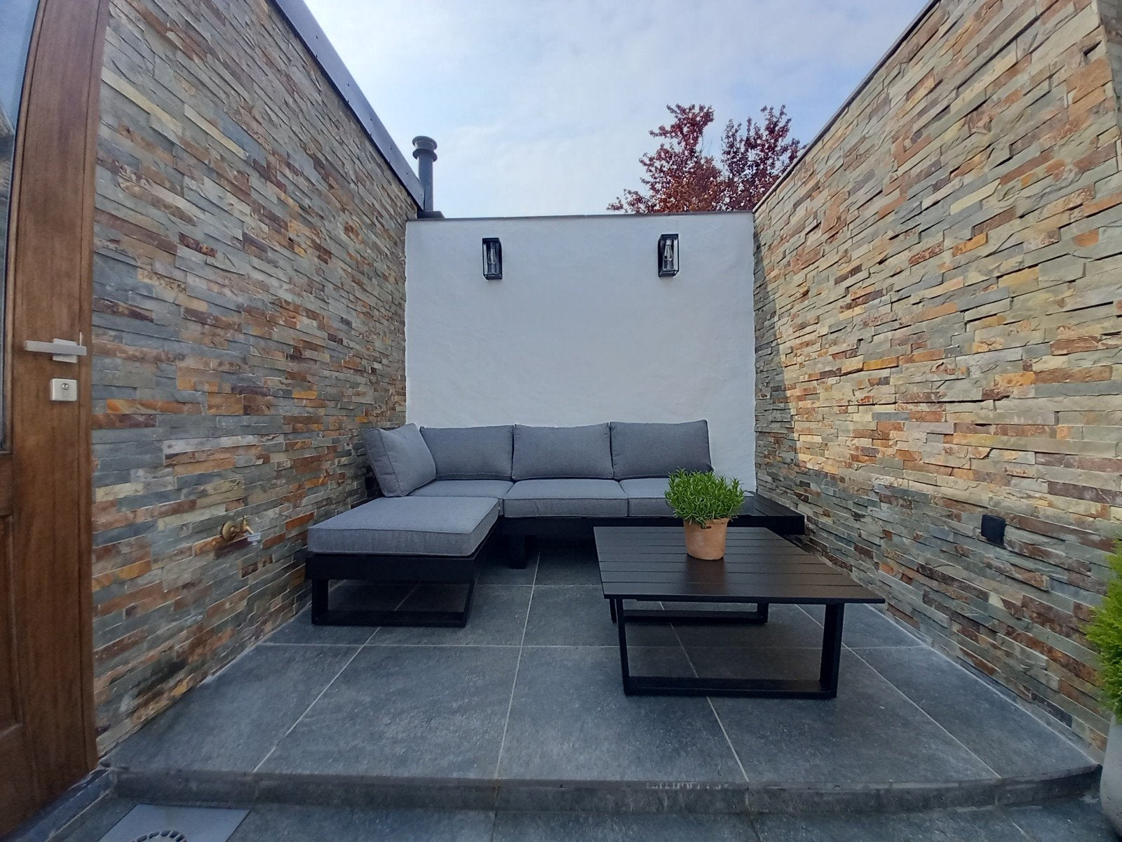 loungeset + bijzettafel, Tuin en Terras, Ophalen, 4 zitplaatsen, Bijzettafel, Aluminium