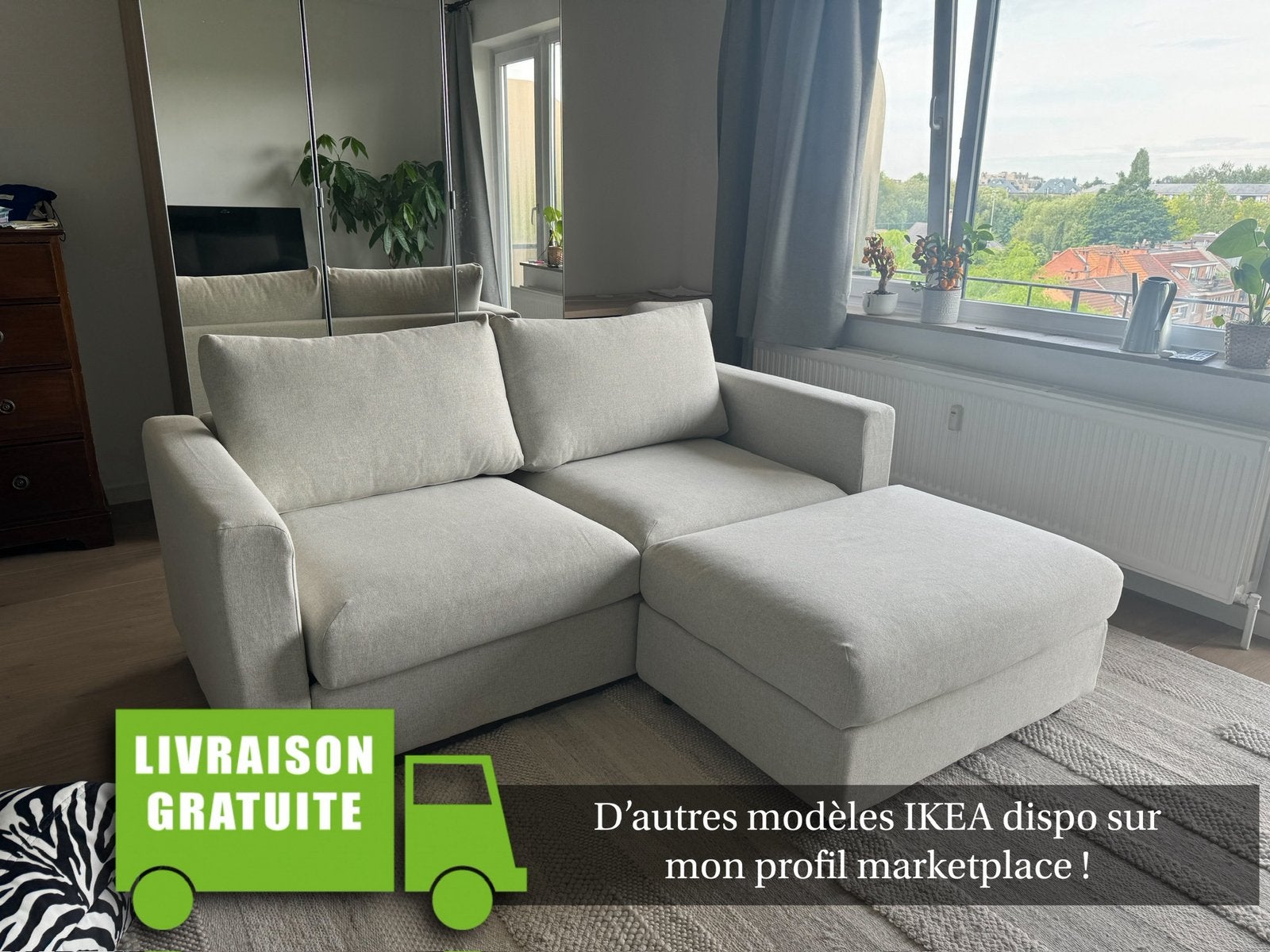 IKEA Vimle slaapbank in uitstekende staat - Gratis levering, Huis en Inrichting, Ophalen of Verzenden, Zo goed als nieuw, Beige