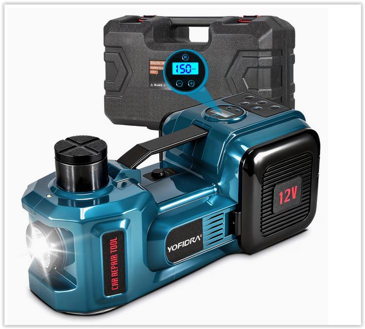Hydraulische autokrik van 5 ton (12V) met opblaaspomp en LED, Ophalen of Verzenden, Nieuw, Elektrisch, Garagekrik