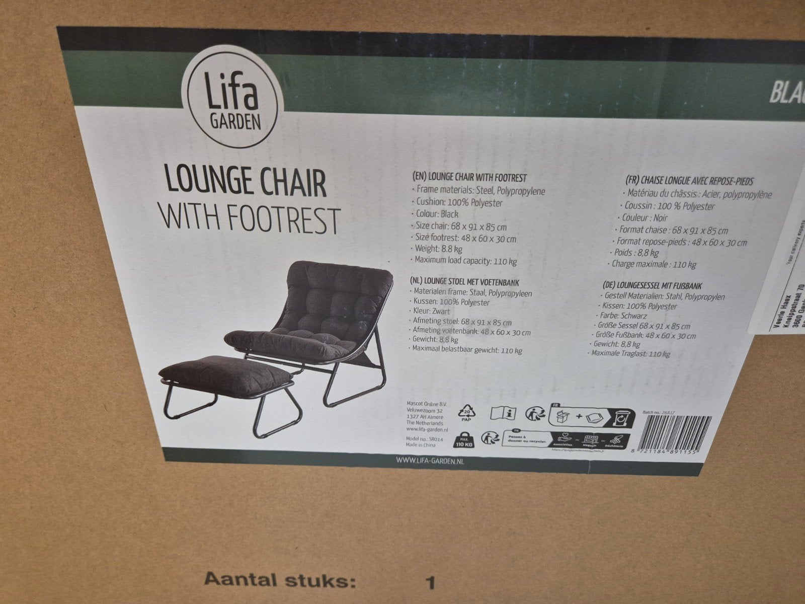 Lounge chair + voetenbankje NIEUW nog in verpakking, Enlèvement, Neuf