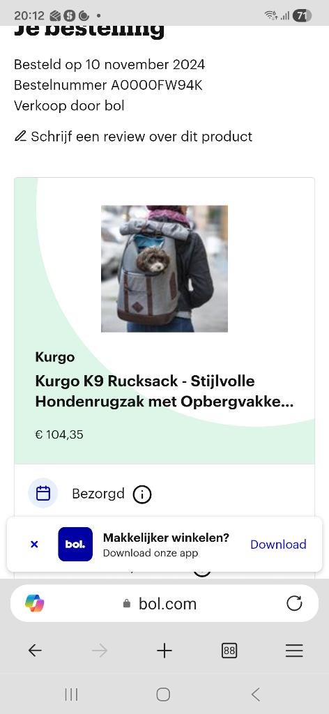 Hondenrugzak, Animaux & Accessoires, Boîtes de transport, Enlèvement, Neuf