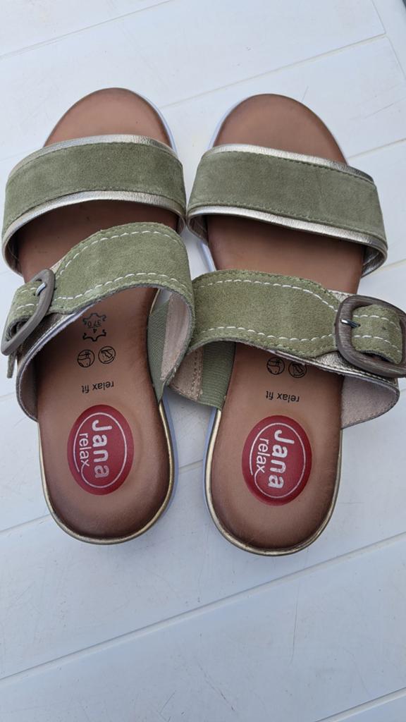 Mules en cuir JANA Relax Fit, P.37, Enlèvement ou Envoi, Comme neuf, Vert, JANA