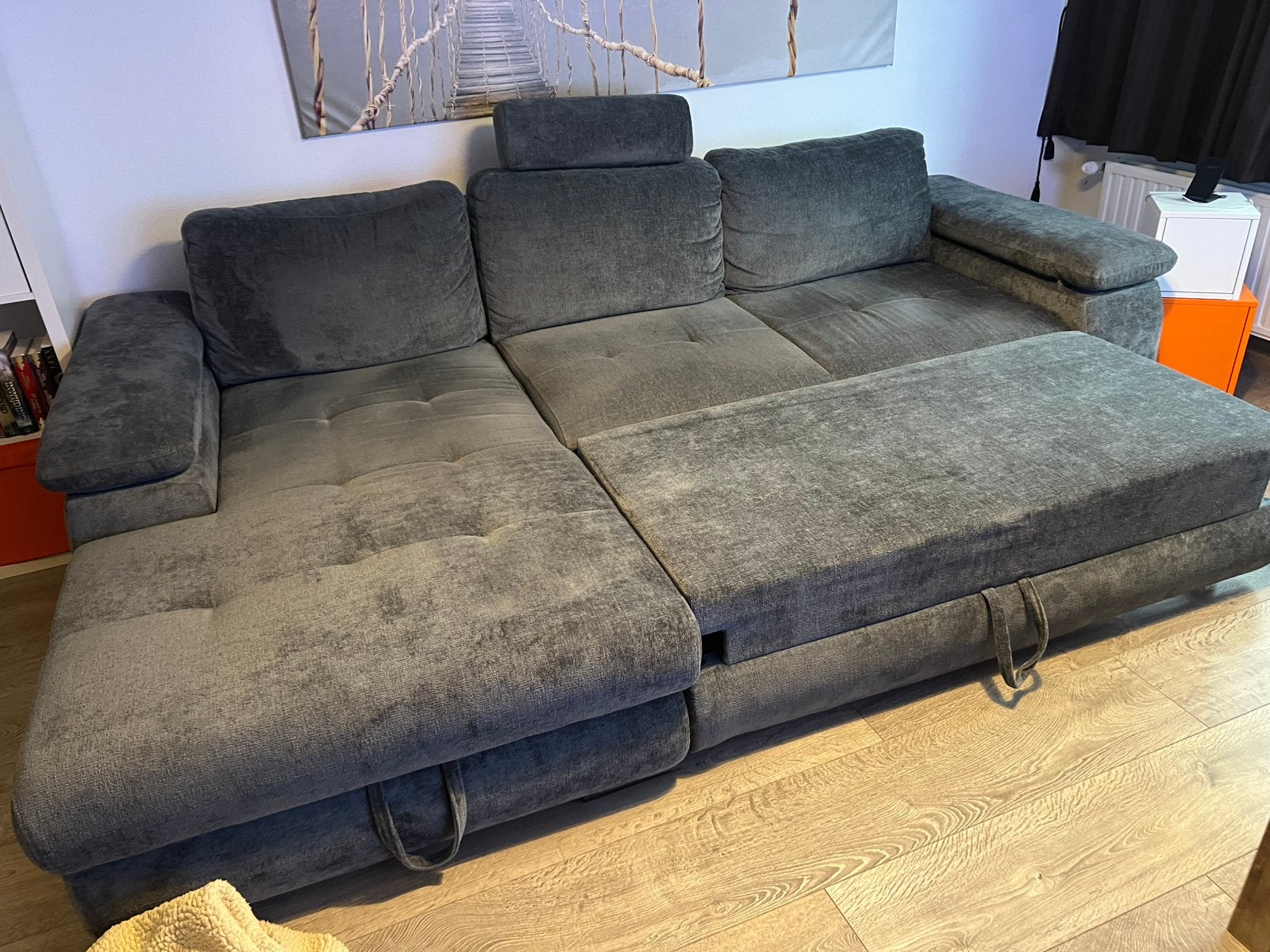 Zetel met bed en opbergfunctie, Ophalen, Zo goed als nieuw, Stof