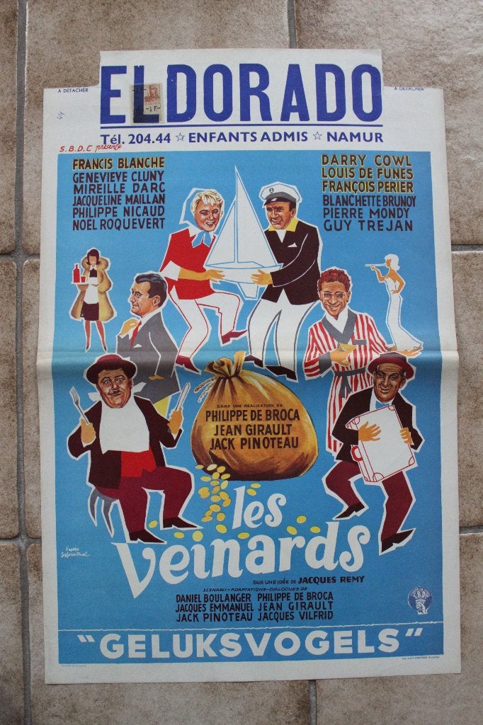 filmaffiche Louis De Funes les veinards 1963 filmposter, Rechthoekig Staand, Ophalen of Verzenden, Zo goed als nieuw, A1 t/m A3
