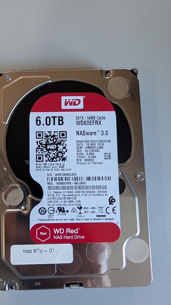 HDD WD Red 6To - WD60EFRX, Informatique & Logiciels, Western Digital, Enlèvement ou Envoi, Interne, Serveur