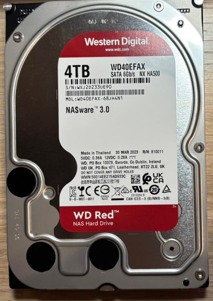2 Western Digital Red WD40EFAX harde schijven van 4 TB, Intern, HDD, Ophalen of Verzenden, NAS