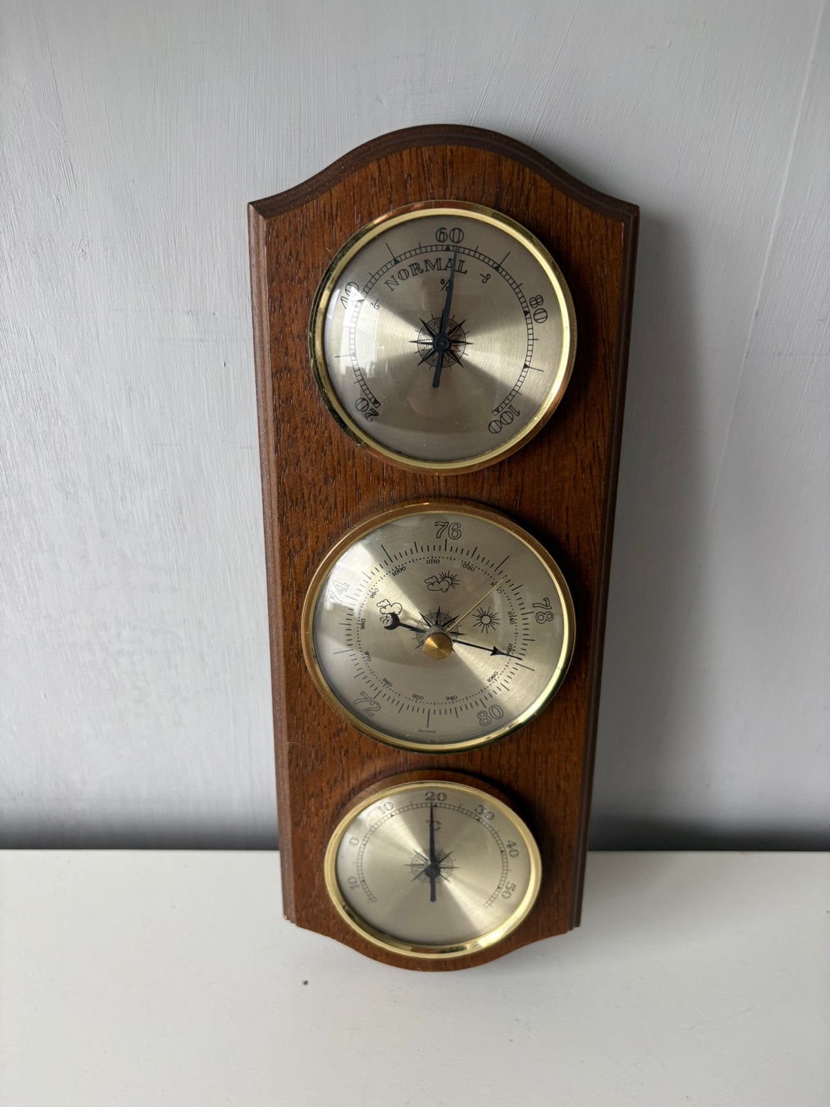Ancien baromètre/thermomètre (18/11 cm), Enlèvement ou Envoi, Comme neuf, Baromètre