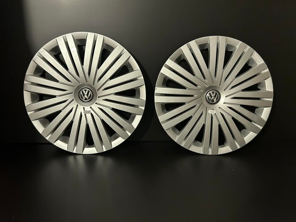 2 originele VW Polo Caddy Golf 5,6,7,8 15” wieldoppen, Auto diversen, Wieldoppen, Zo goed als nieuw, Ophalen of Verzenden