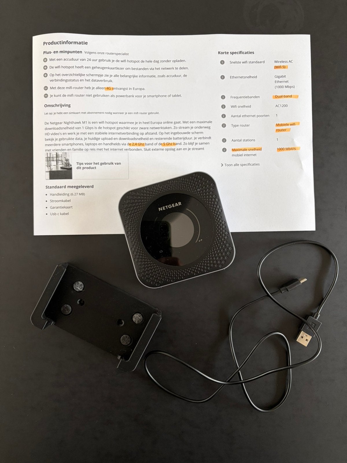 Netgear Nighthawk 4G hotspot, Computers en Software, Ophalen of Verzenden, Zo goed als nieuw, Router