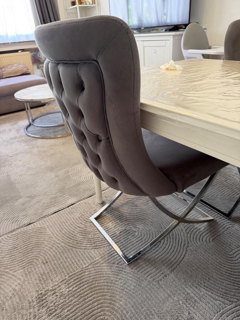 Chaise de salle à manger, Gris, Capitonné, Enlèvement, Utilisé