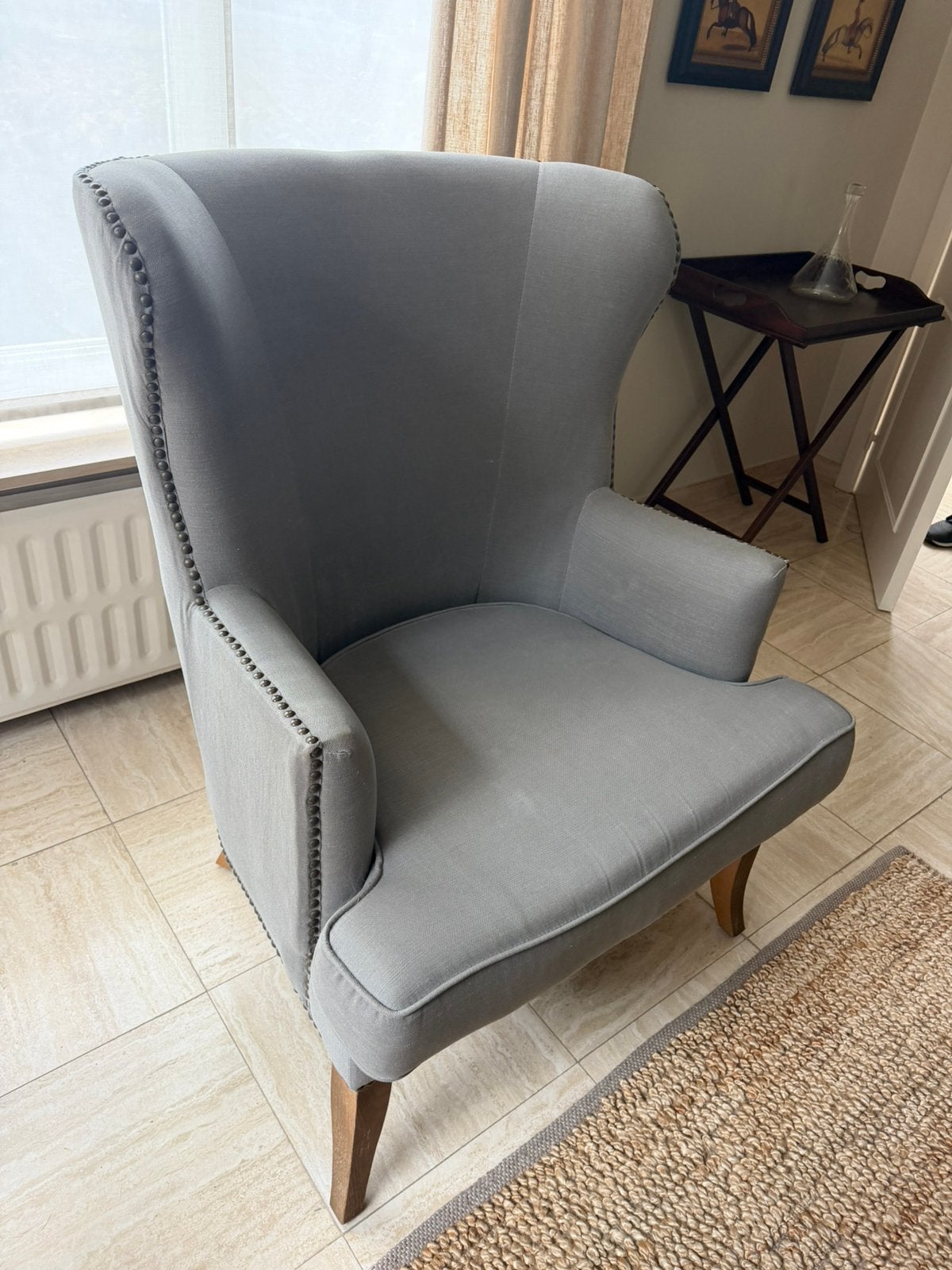 Fauteuil grijs, Ophalen, Hout, Gebruikt, 75 tot 100 cm