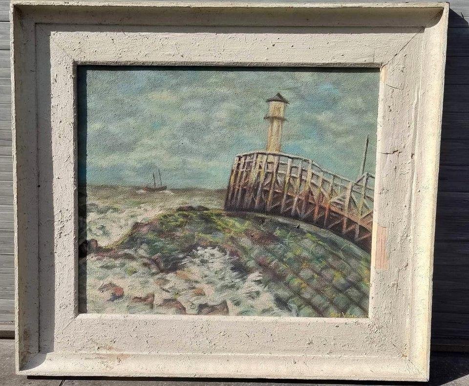 Huile sur panneau marine signe p m vieusart, Enlèvement ou Envoi, Panneau