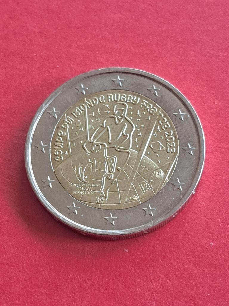 2023 France 2 euros coupe du monde Rugby, Envoi, France, 2 euros, Monnaie en vrac