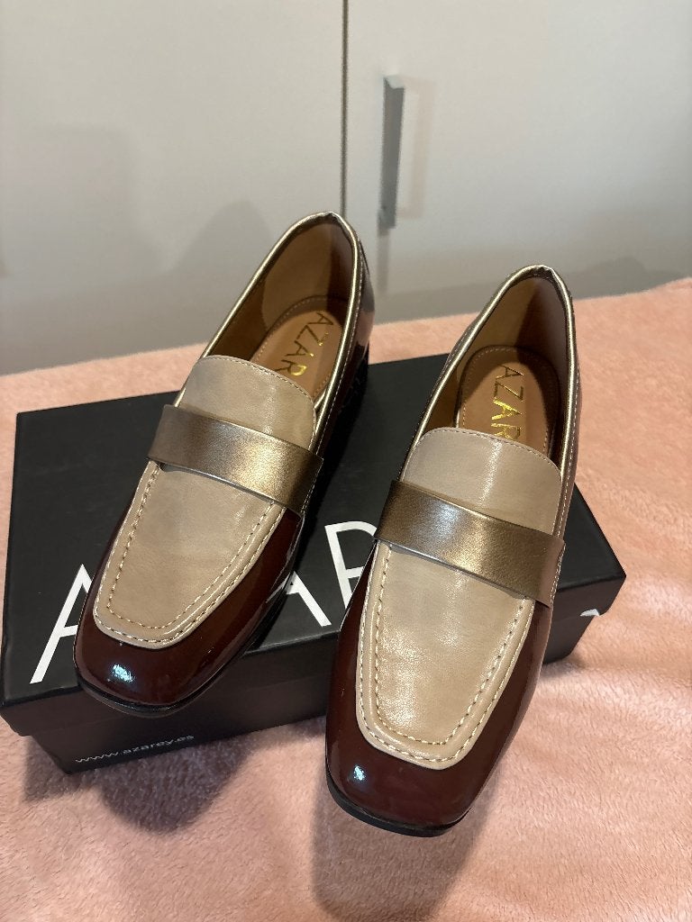 Lederen schoenen merk azarey, Bruin, Instappers, Azarey, Nieuw