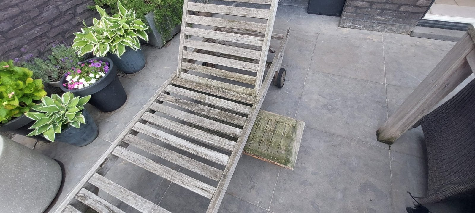 Houten ligzetel, Tuin en Terras, Ophalen, Zo goed als nieuw, Hout