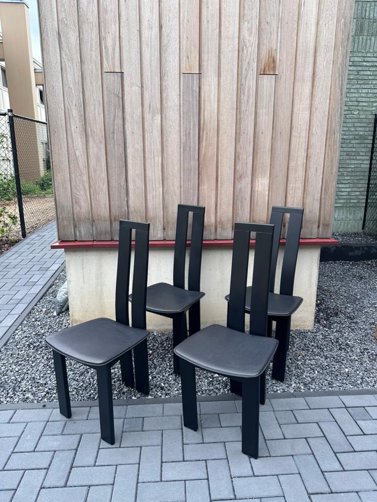 Vintage Italiaanse stoelen (4 stuks), Huis en Inrichting, Stoelen, Ophalen, Gebruikt, Italiaans vintage, Zwart