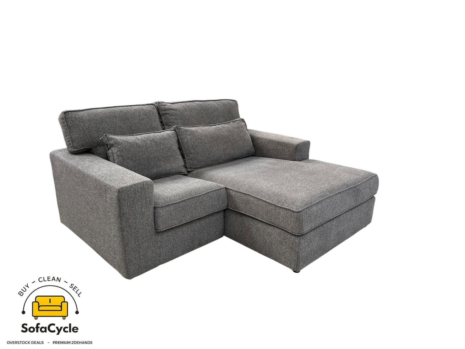 Compacte hoekzetel grijs in stof, hoek R – overstock, Enlèvement ou Envoi, Comme neuf, SofaCycle, Tissus