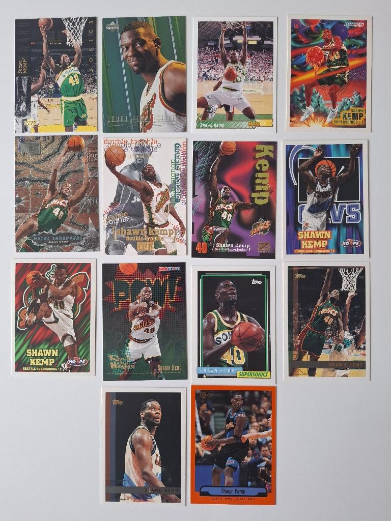 Lot 14 NBA kaarten Shawn Kemp, Ophalen of Verzenden, Zo goed als nieuw, Meerdere plaatjes