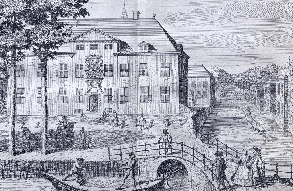 (ca. 1730) ’t Lands Geschut-Huis, Den Haag – Reinier Boitet, 30 cm, Verzenden, Stadsgezicht, 35 cm