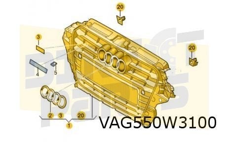 Audi Q5 (8/12-1/17) (8R) grille (bij PDC) (CKA matt black) O, Auto-onderdelen, -, -, Nieuw, Audi