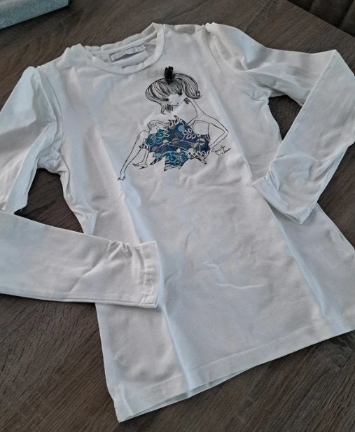 Suite sixteen witte longsleeve 164, Enlèvement ou Envoi, Comme neuf, Fille, Chemise ou À manches longues