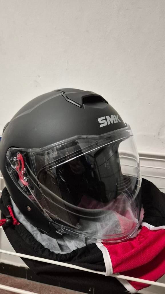 Jethelm SMK GTJ Zwart L, Fietsen en Brommers, Brommerhelmen, Ophalen of Verzenden, Zo goed als nieuw, Large