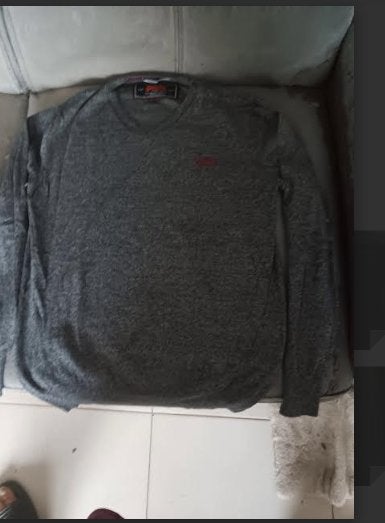 Pull Superdry L gris chiné col V, Ophalen of Verzenden, Gedragen, Maat 52/54 (L), Grijs