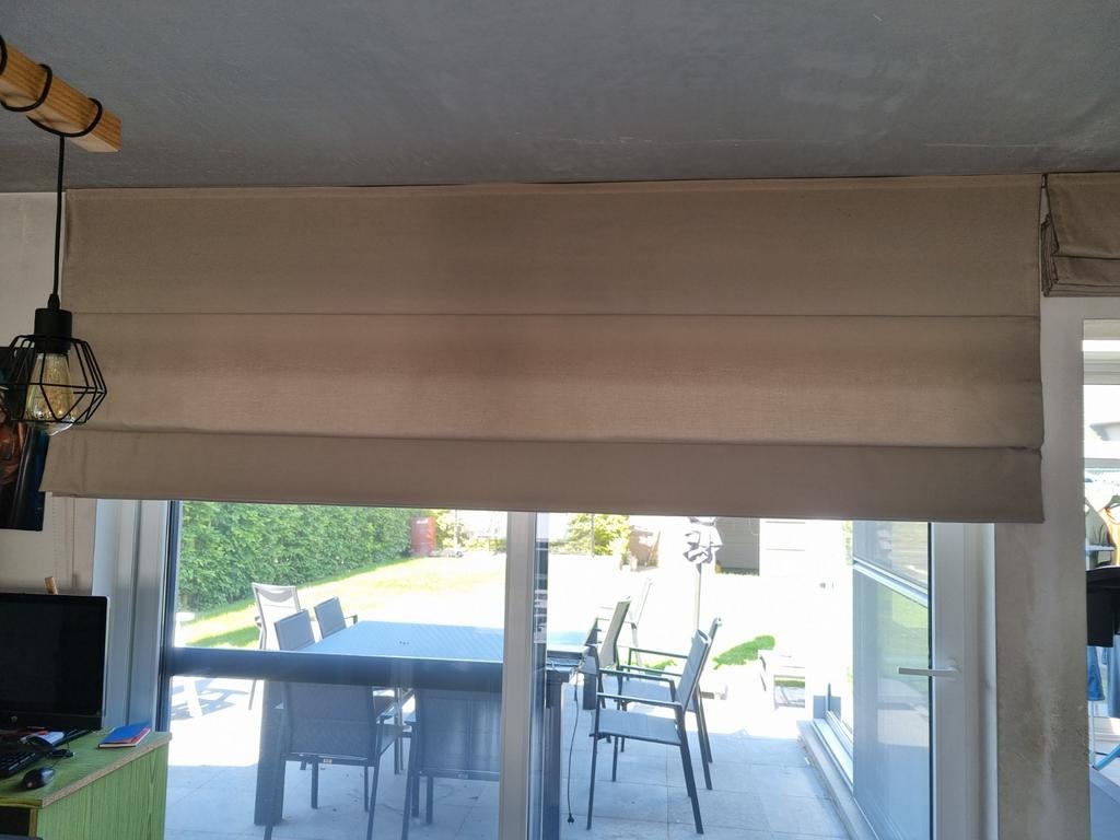 Overgordijnen optrekbaar in bruin beige, Maison & Meubles, Ameublement | Rideaux & Stores à lamelles, Enlèvement, Beige