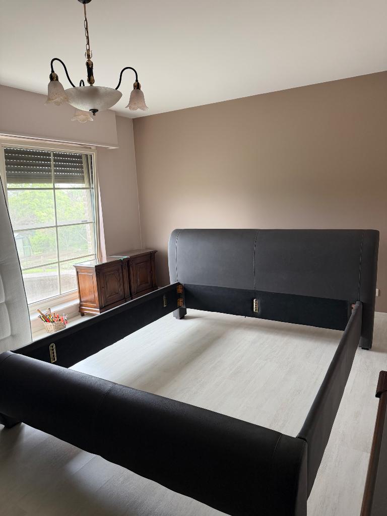 Bedkader met lattenbodem, Huis en Inrichting, Ophalen, Overige materialen, Bruin, Tweepersoons
