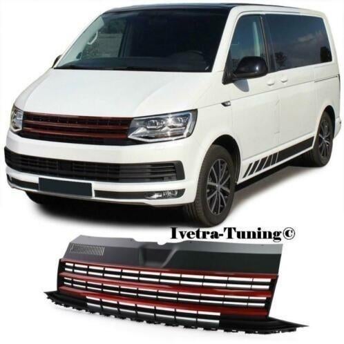 Embleemloze Grill Volkswagen Transporter T6 [Zwart-Rood], Envoi