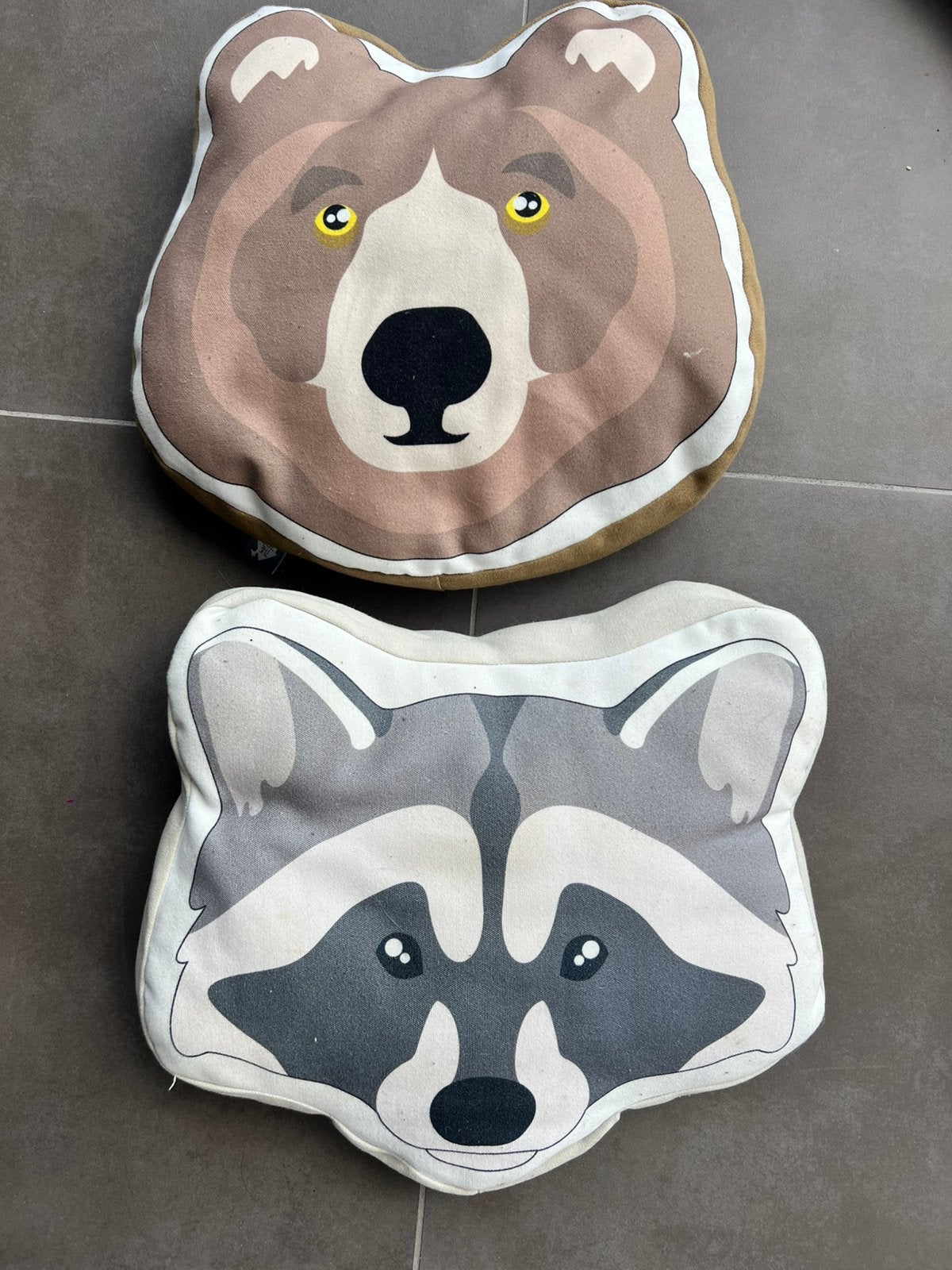 Ensemble de 2 coussins en forme d'animaux, Envoi, Utilisé, Coussin décoratif, Avec impression