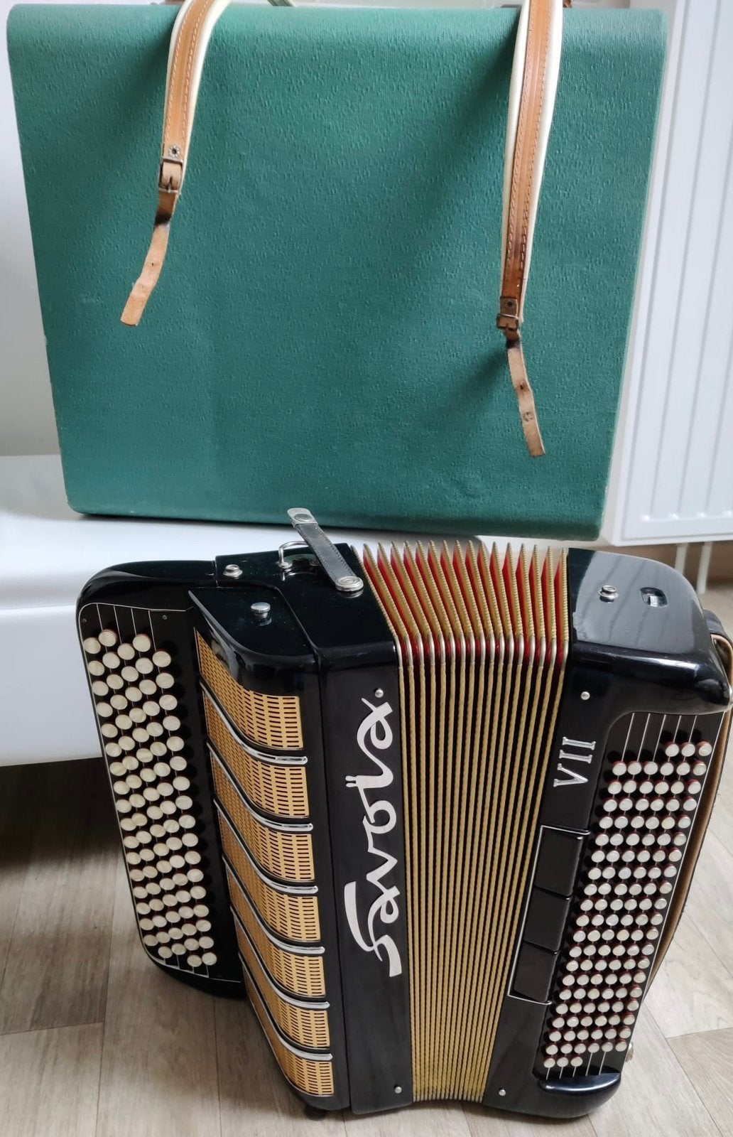 Accordeon Savoia (Hohner), Muziek en Instrumenten, Ophalen, Gebruikt, Met koffer, Knopaccordeon