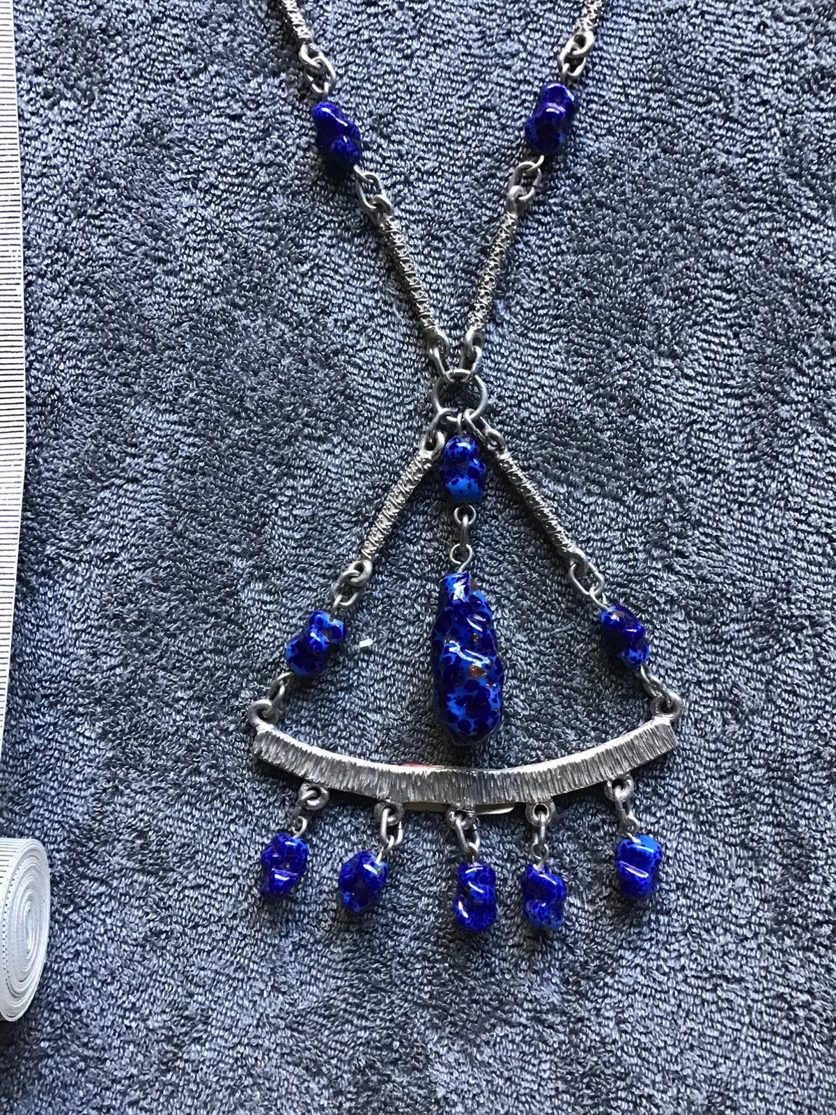 Vintage ketting met blauwe stenen, Ophalen of Verzenden, Zo goed als nieuw