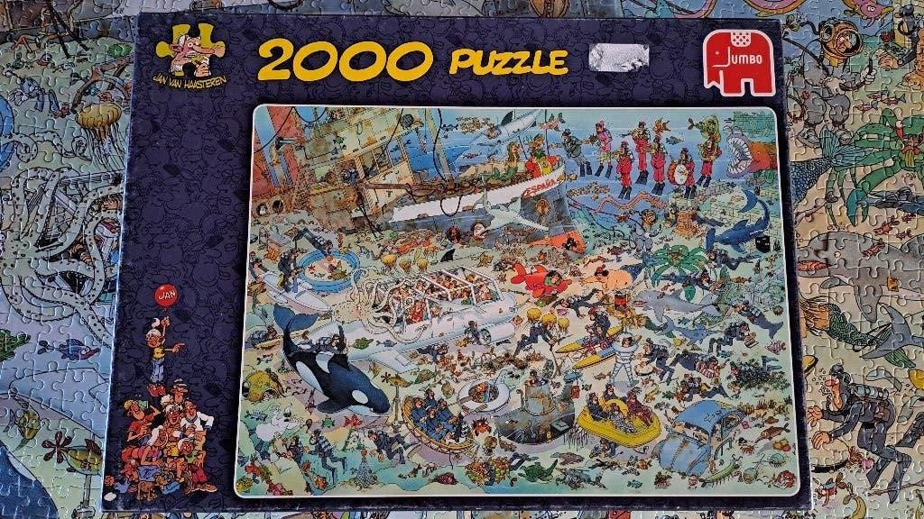 puzzel Jan Van Haasteren pret onder water, Hobby en Vrije tijd, Denksport en Puzzels, Ophalen, 500 t/m 1500 stukjes, Zo goed als nieuw