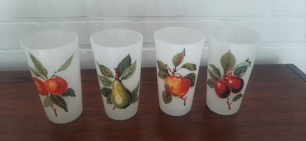 Set van 4 vintage glazen met fruit, Ophalen