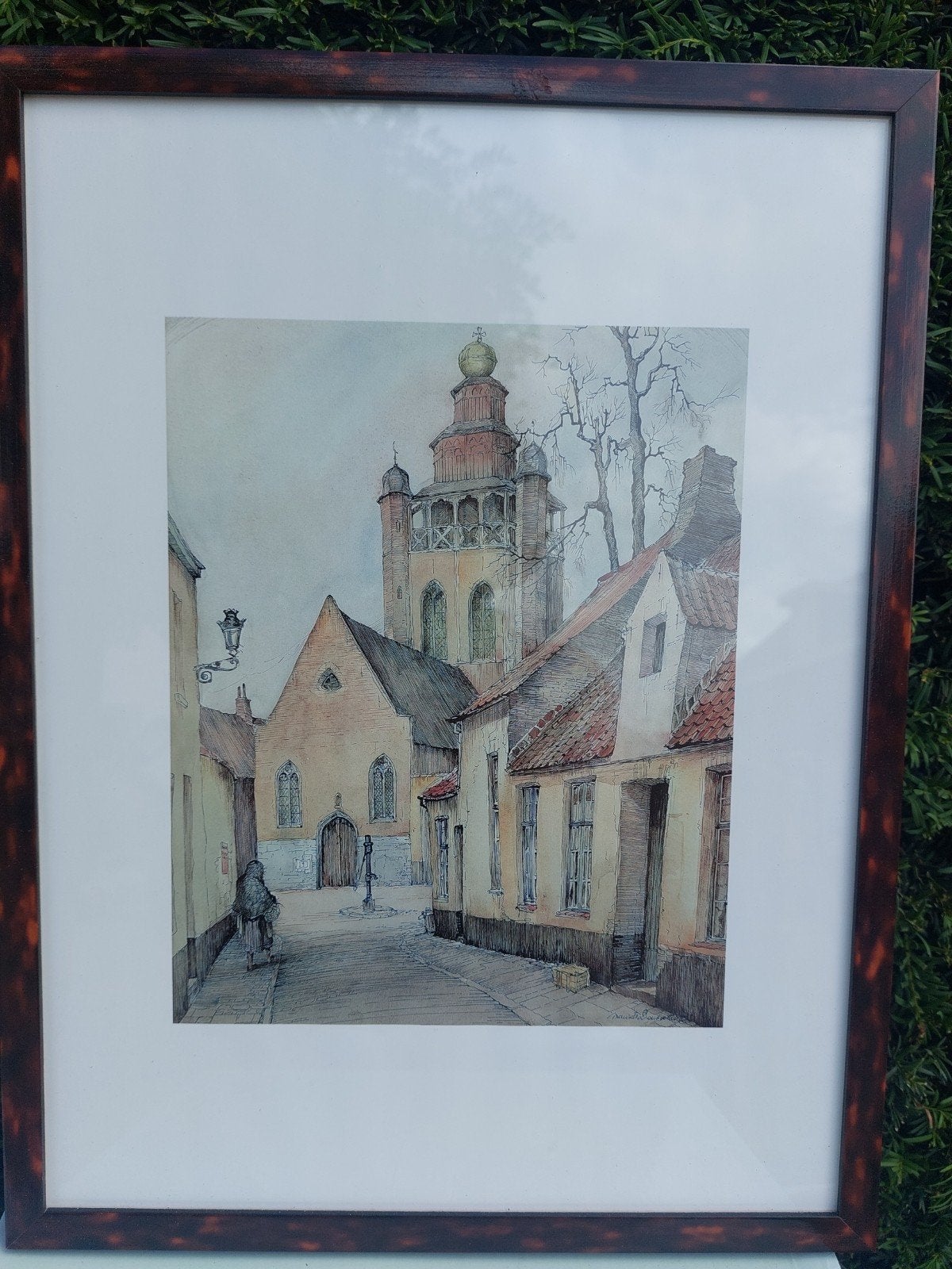 Aquarel Jeruzalemkerk Brugge, Antiquités & Art, Art | Peinture | Classique, Aquarelle, Enlèvement, Paysage urbain / rural, Classique