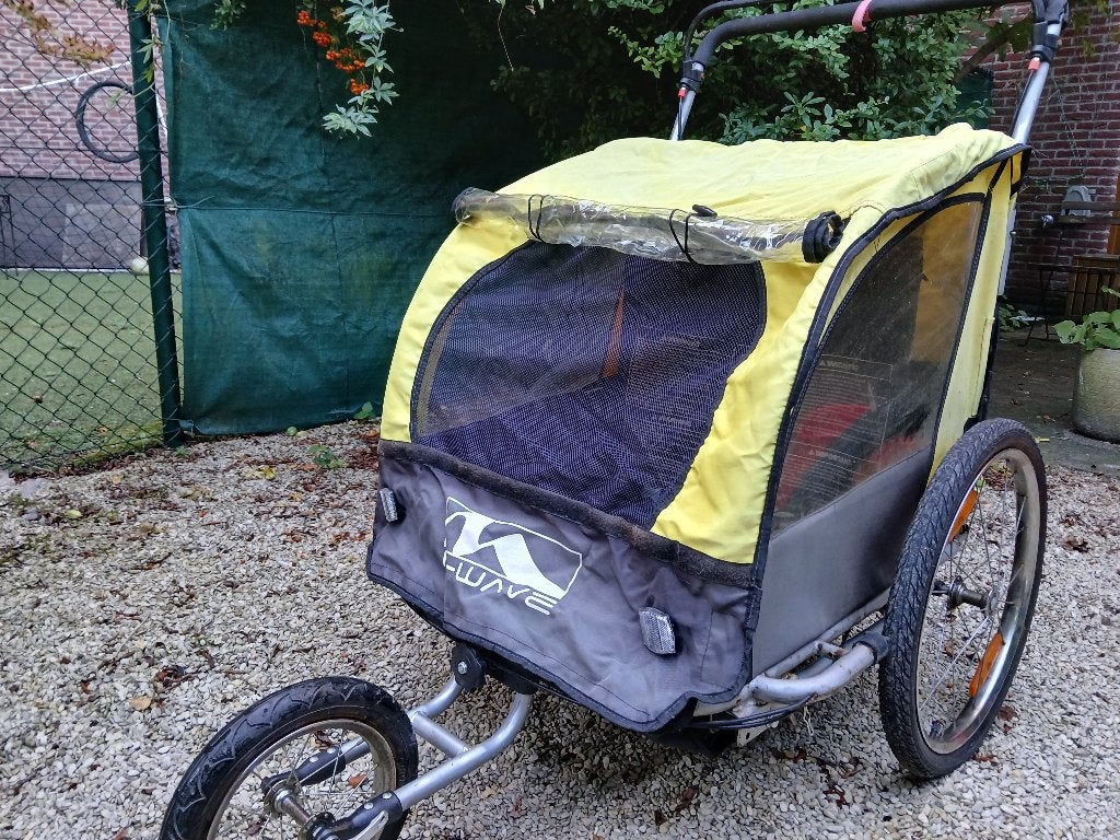 Fietskar voor twee kinderen, Ophalen, Gebruikt, Opvouwbaar, 20 tot 40 kg