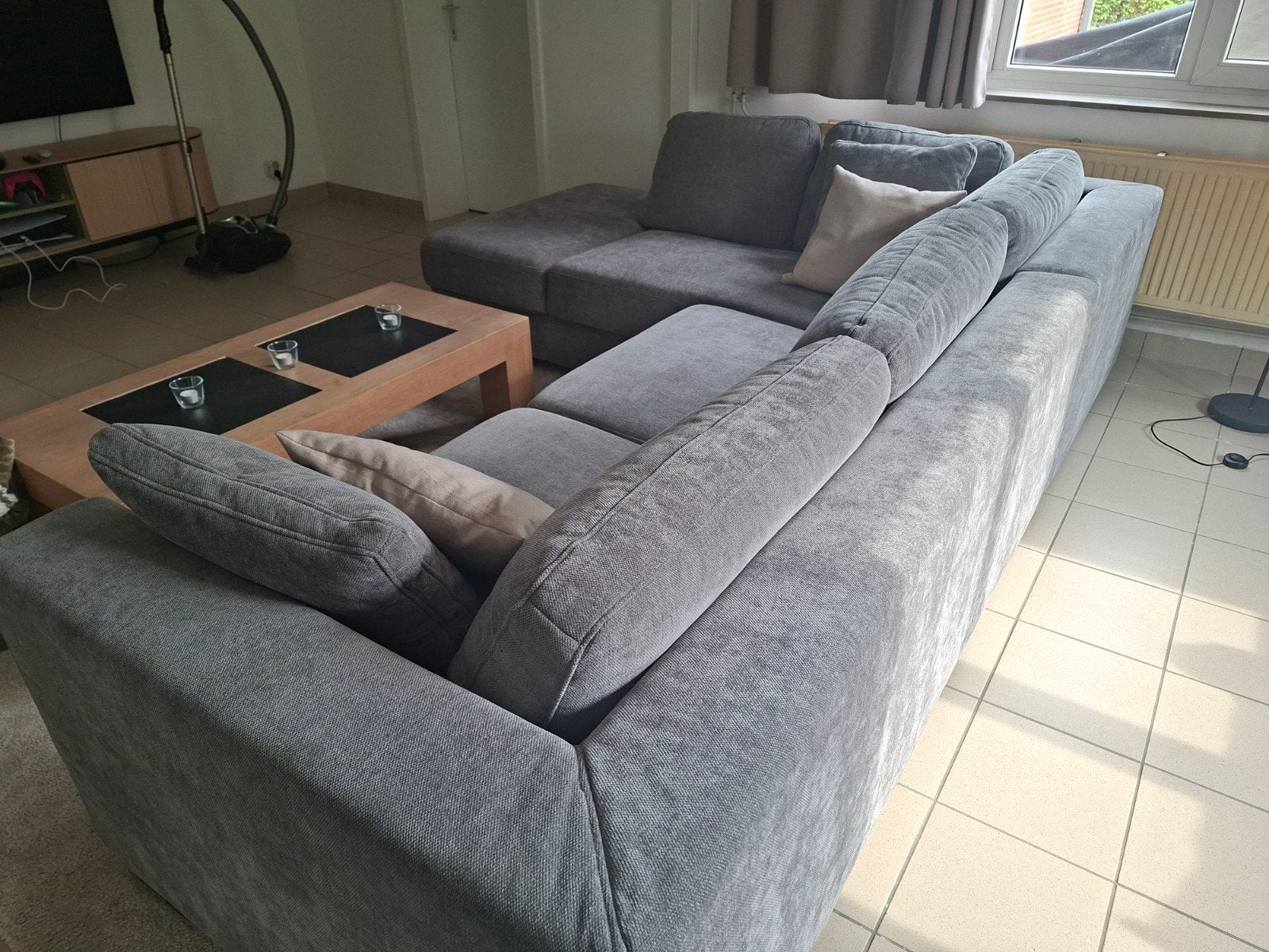 Hoeksalon zetel sofa zo goed als nieuw! - MOET NU WEG!, Ophalen, Stof