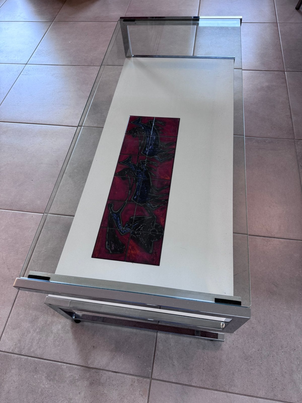 Vintage Belarti (of De Nisco) salontafel, Ophalen, Minder dan 50 cm, 100 tot 150 cm, Glas