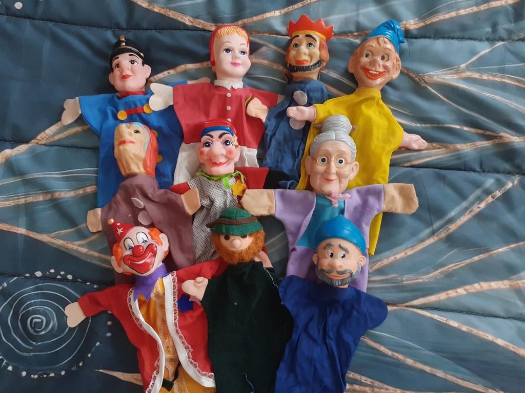 Retro handpoppen poppenkastpoppen ( N ), Verzamelen, Poppen, Ophalen of Verzenden