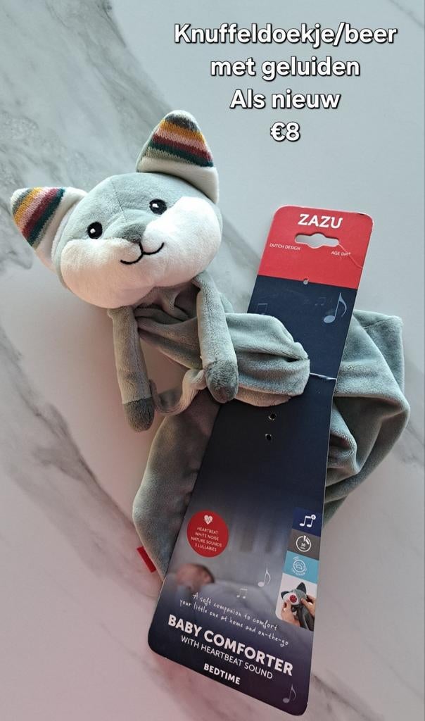 Zazu wasbeer baby geluidenknuffel, Kinderen en Baby's, Ophalen of Verzenden