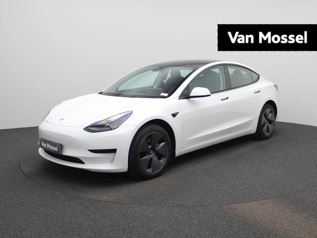 Tesla Model 3 RWD 60 kWh SOH 96% | PANO | LEDER | CAMERA, Auto's, Tesla, Automaat, Gebruikt, Startonderbreker, Wit