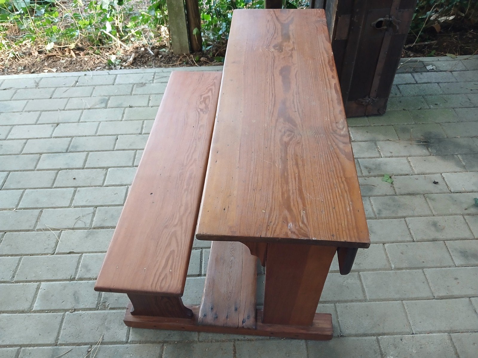Klassieke Houten Schoolbank – Vintage pichpine, Enlèvement